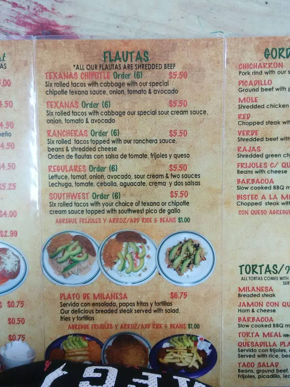 Menu at El Taquito restaurant, El Paso, Airway Blvd