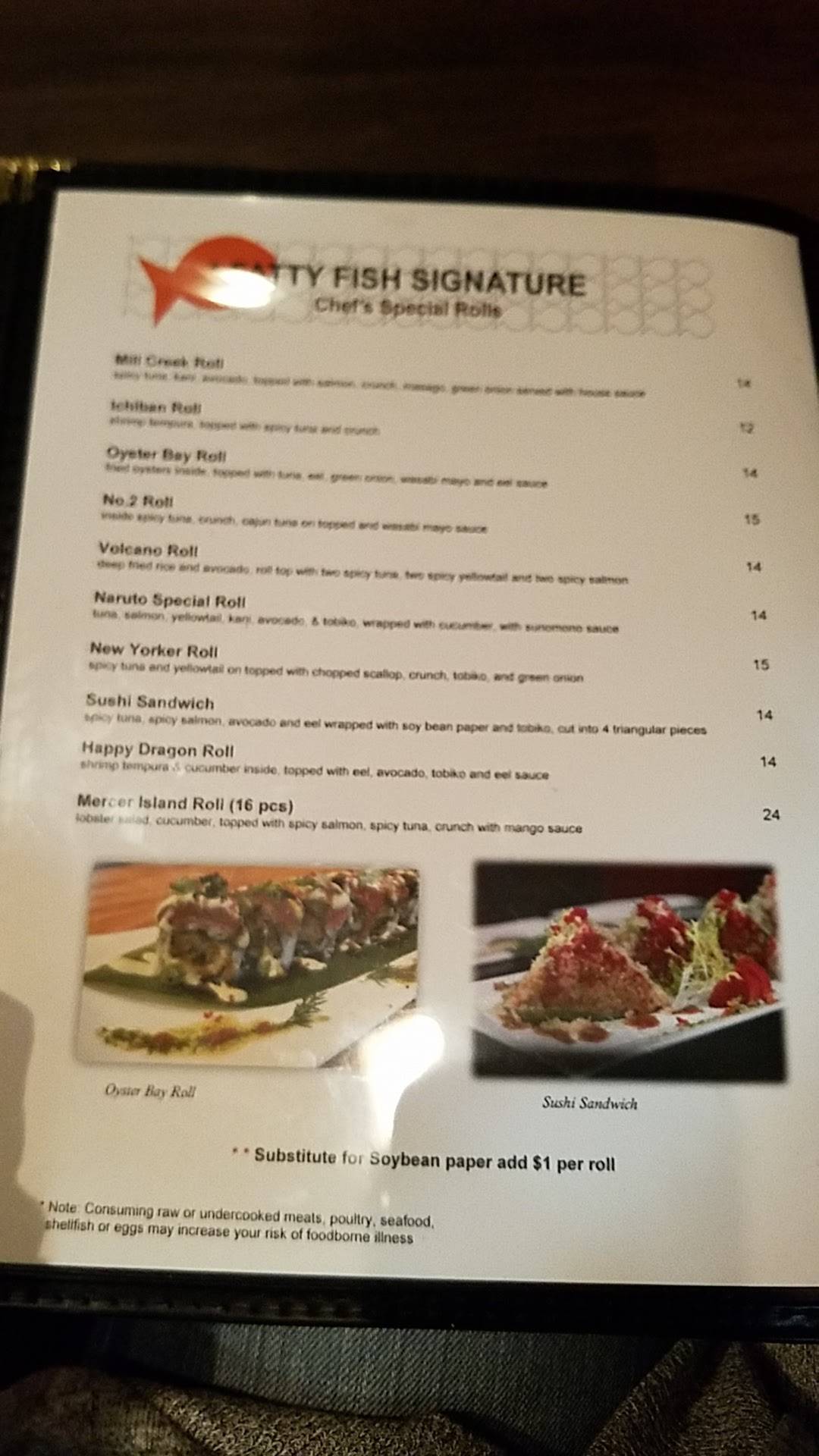 Menu at Fatty Fish Sushi Restaurant, Everett