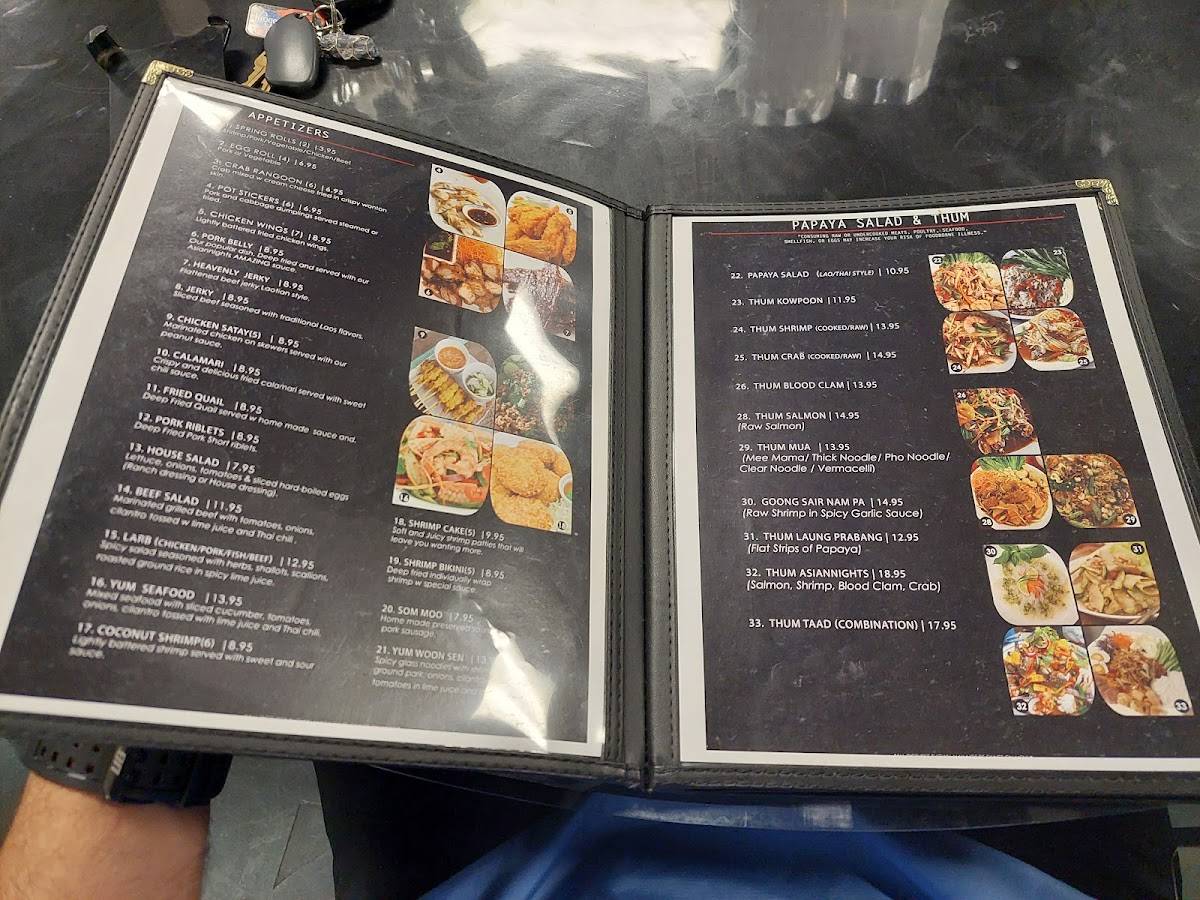 Menu at Asiannights LaoThai Cuisine & Bar, Haltom City