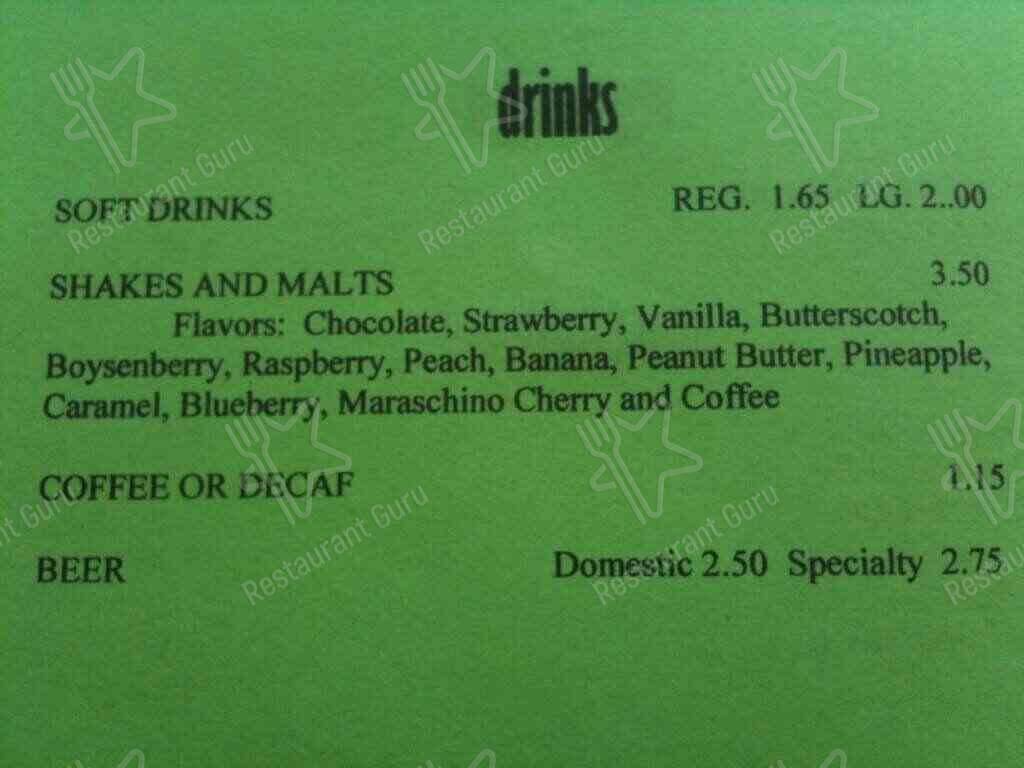 Menu at Garlands Hamburgers restaurant, Grover Beach