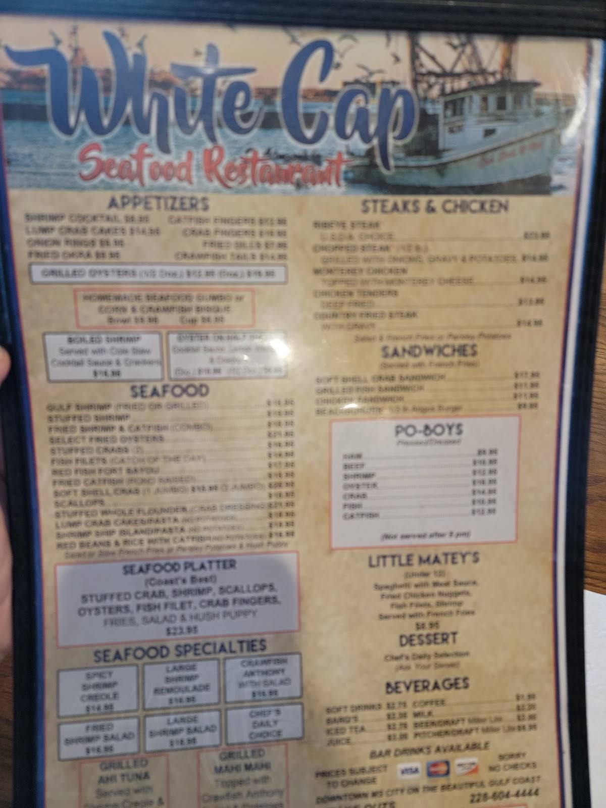 Menu at White Cap Restaurant, Gulfport, 560 Beach Dr