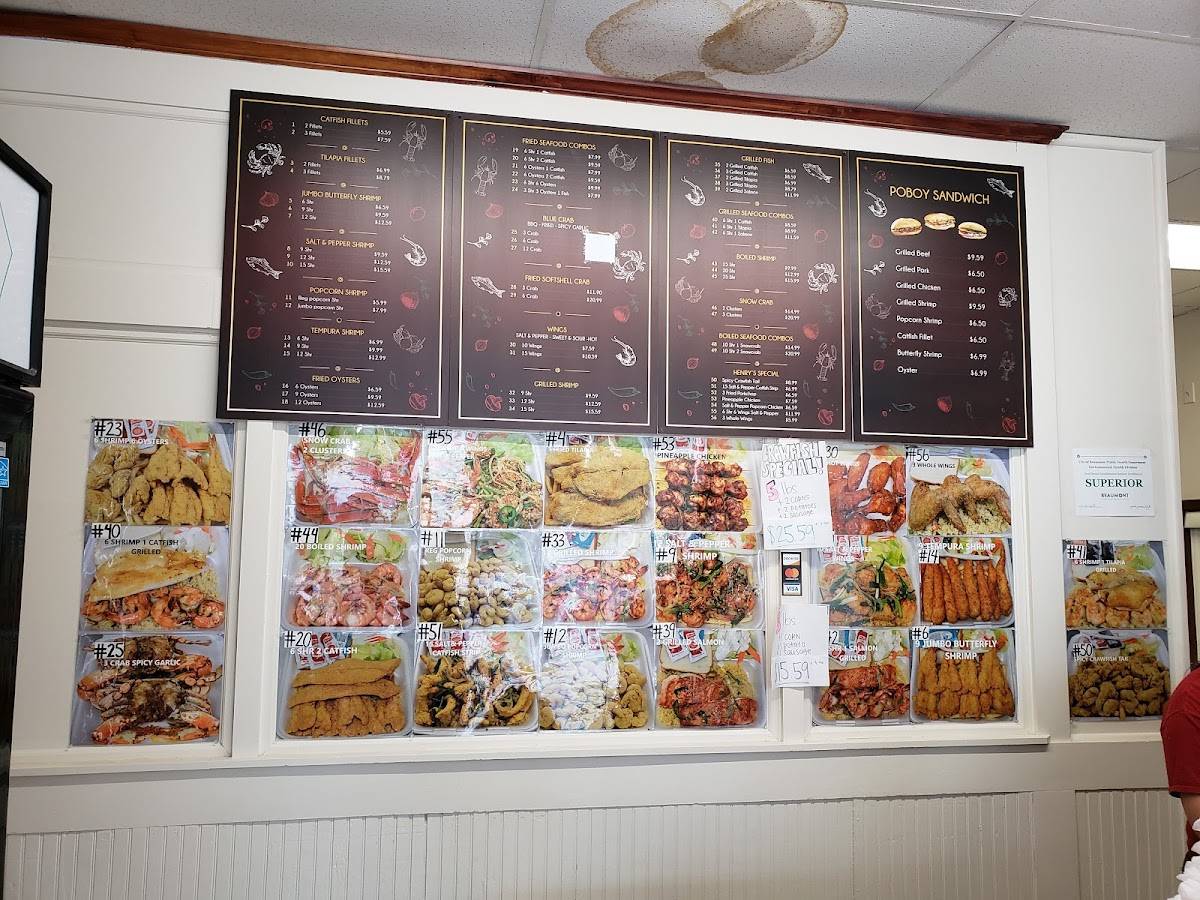 Menu at Henry's Seafood and Wings restaurant, Beaumont