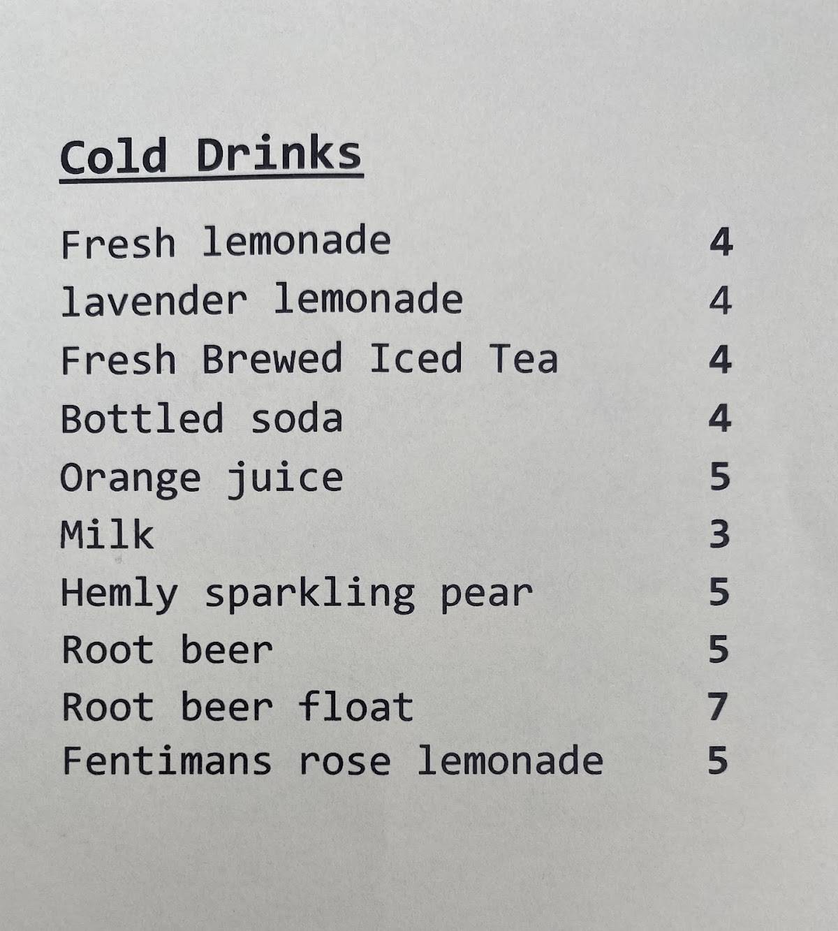 Menu at HighHand Cafe, Loomis