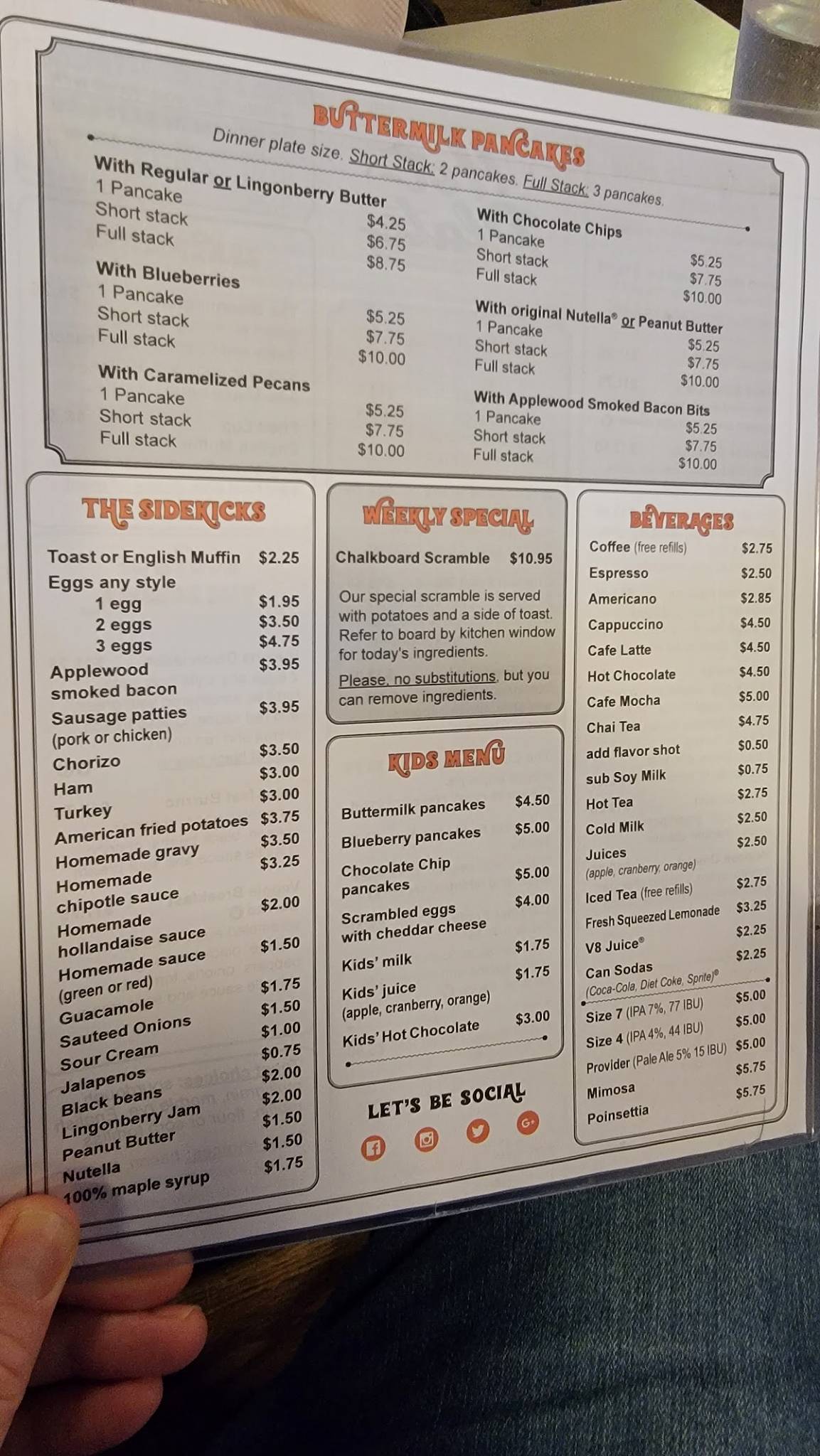 Menu at Hot Plate restaurant, Minneapolis, Bloomington Ave