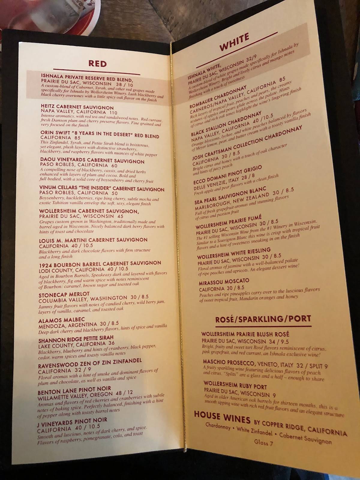 Menu at Ishnala Supper Club, Lake Delton, S2011 Ishnala Rd