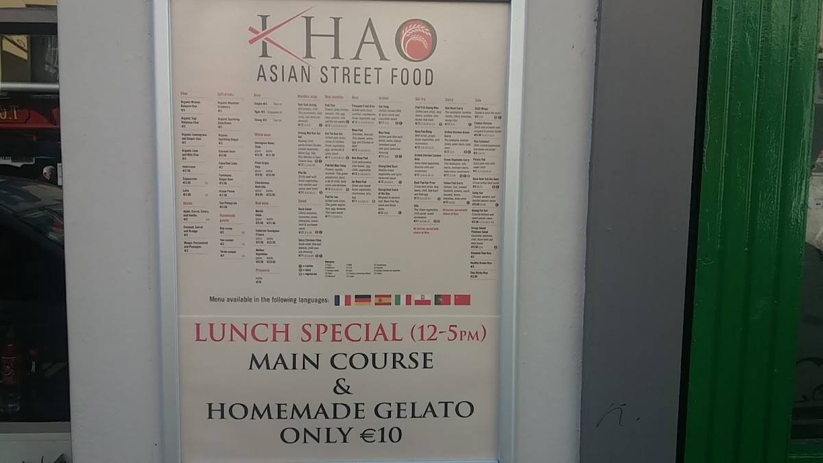 Menu at Khao Asian Street Food restaurant, Killarney