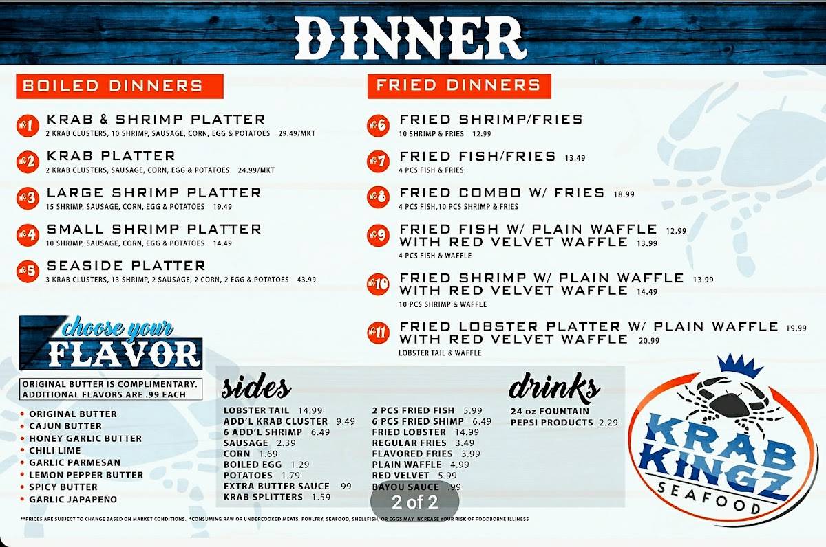 Menu at Krab Kingz Seafood KCK restaurant, Kansas City