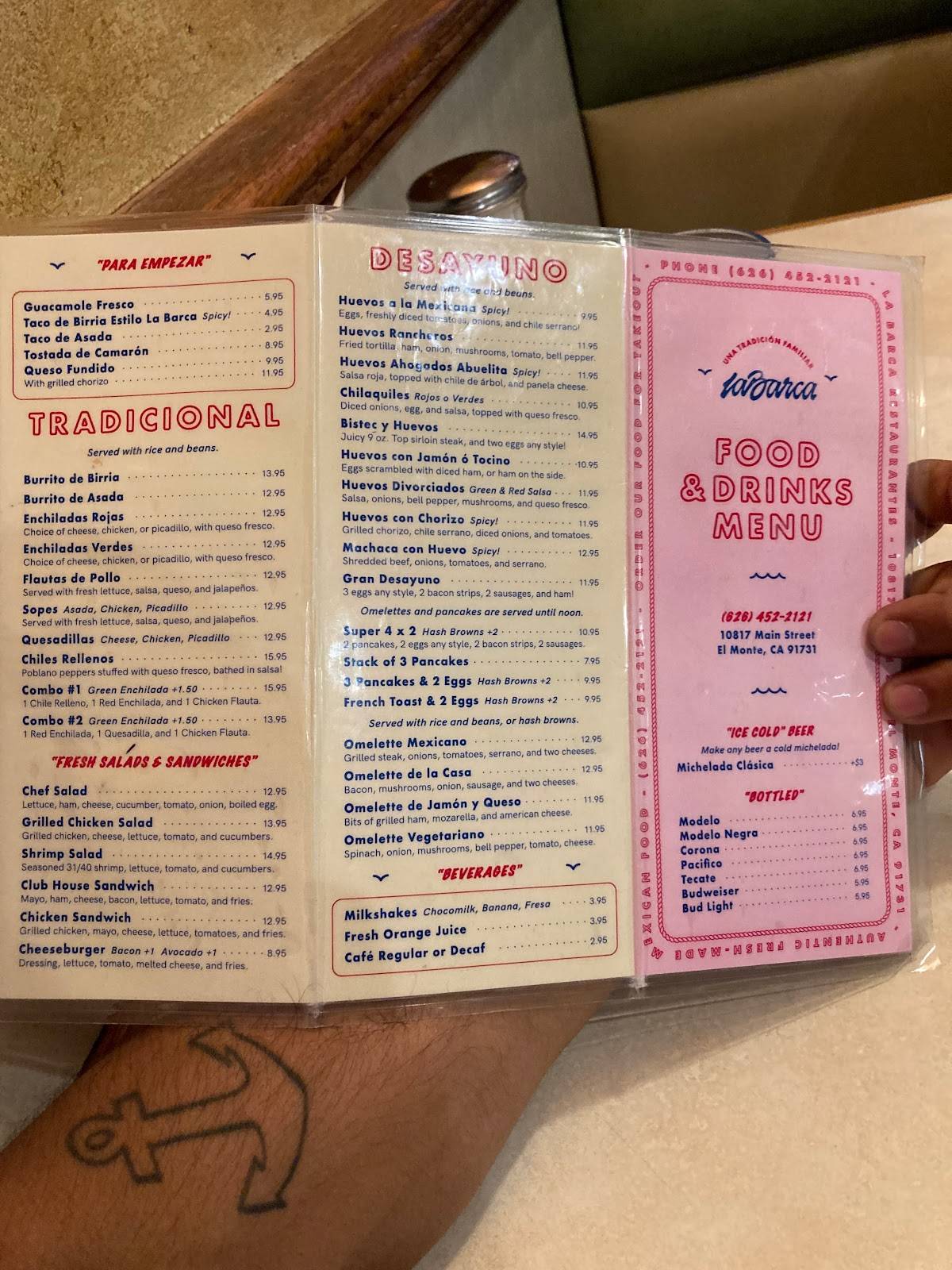 Menu at La Barca Restaurantes, El Monte