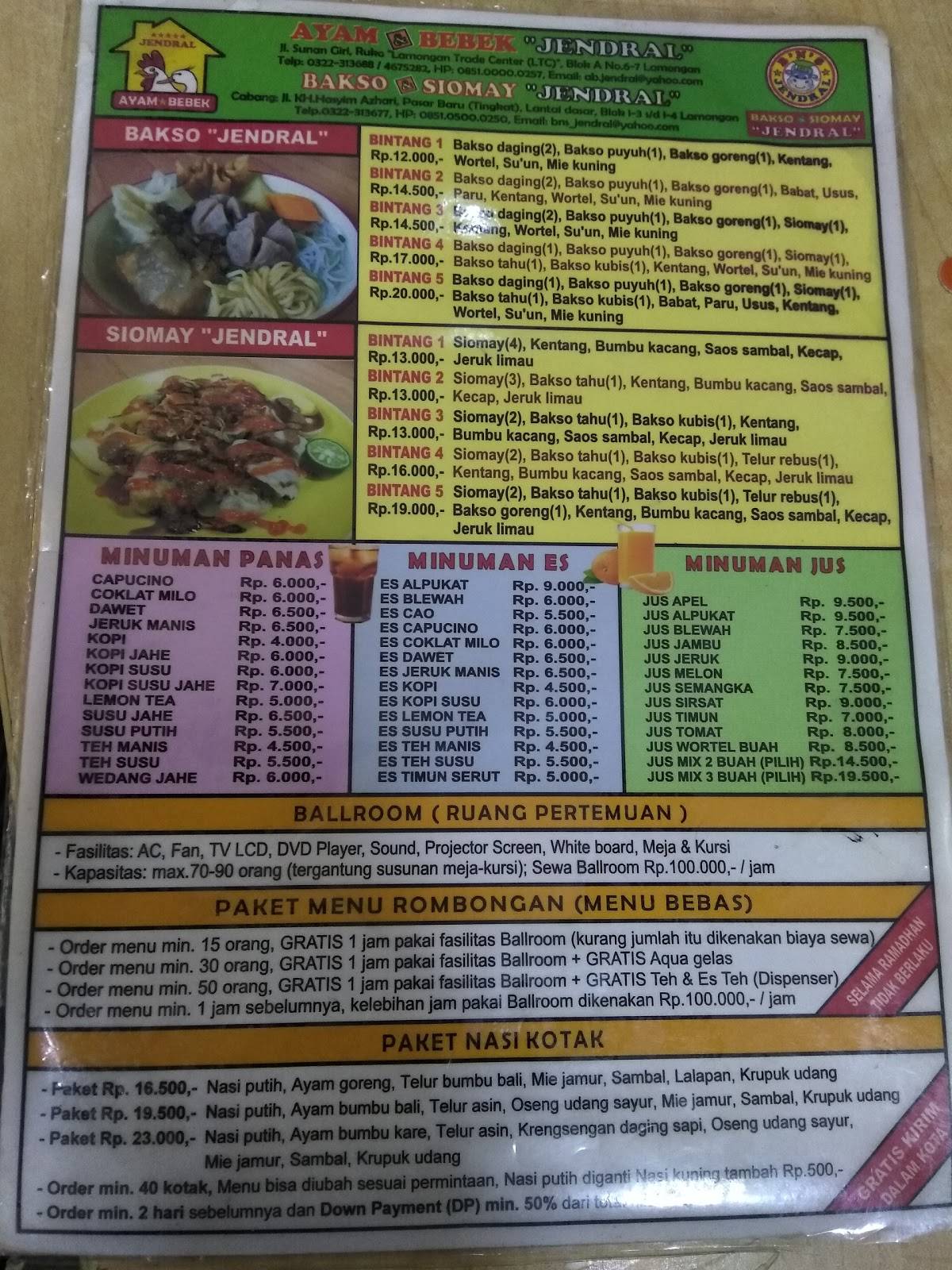 Menu at AYAM & BEBEK 