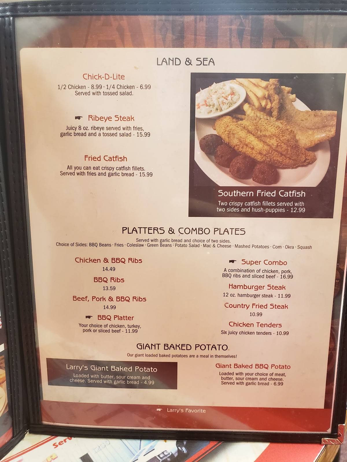 Menu at Larry's Real Pit Bar-B-Q, Enterprise