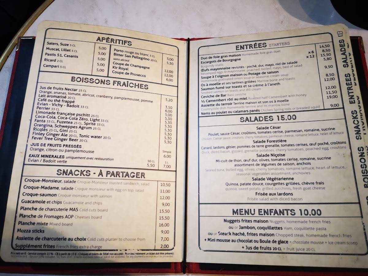 Menu au Le Bouquet de Grenelle pub et bar, Paris, 68 Av. de la Motte
