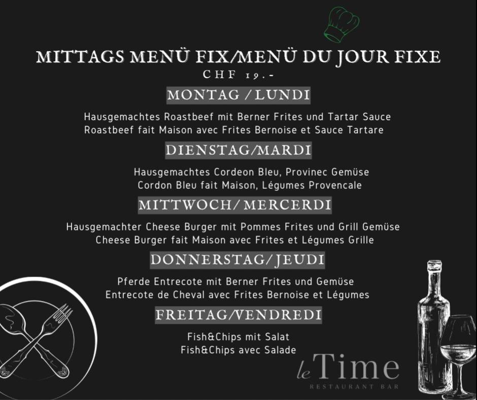 Menu At Le Time Restaurant Bar, Biel/Bienne