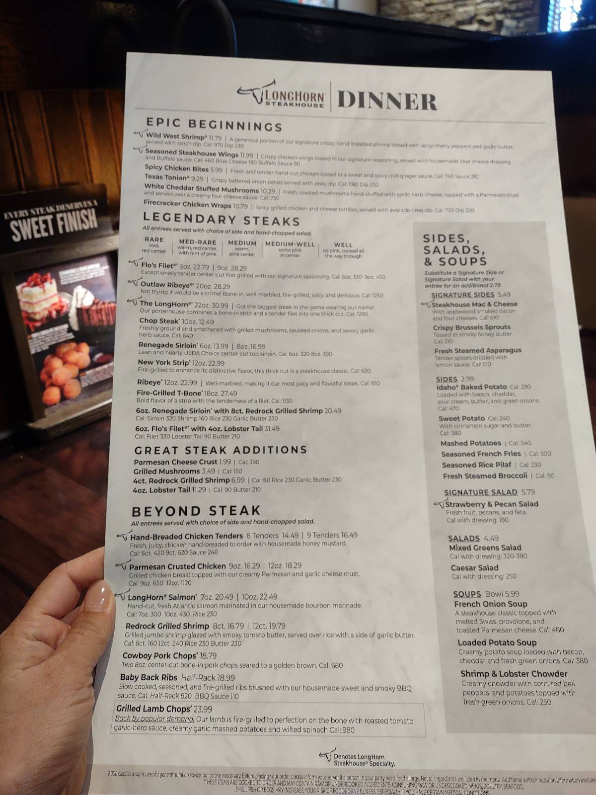 Menu at LongHorn Steakhouse, Fort Collins