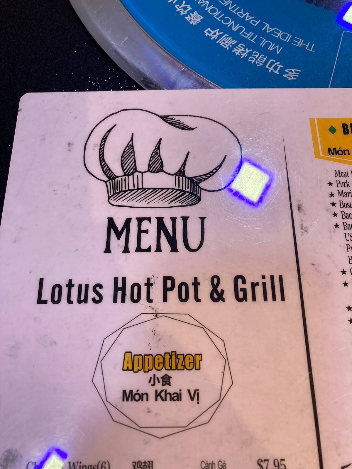 Menu at Lotus Hot Pot & Grill restaurant, Gladstone