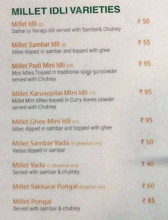 Menu at Millet Maagic Meal(Anna Nagar), Chennai, 31/2