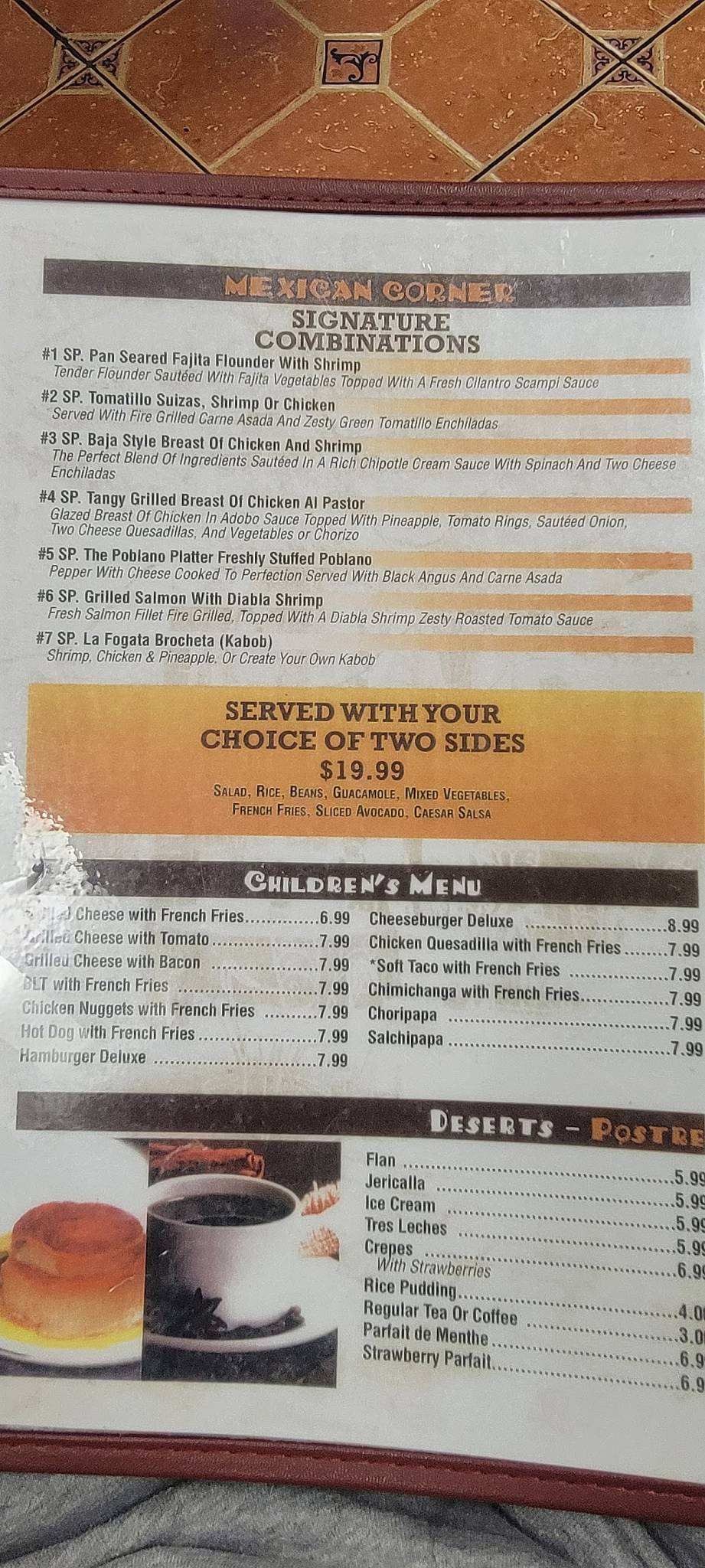 Menu at Mexican Corner restaurant, New Rochelle