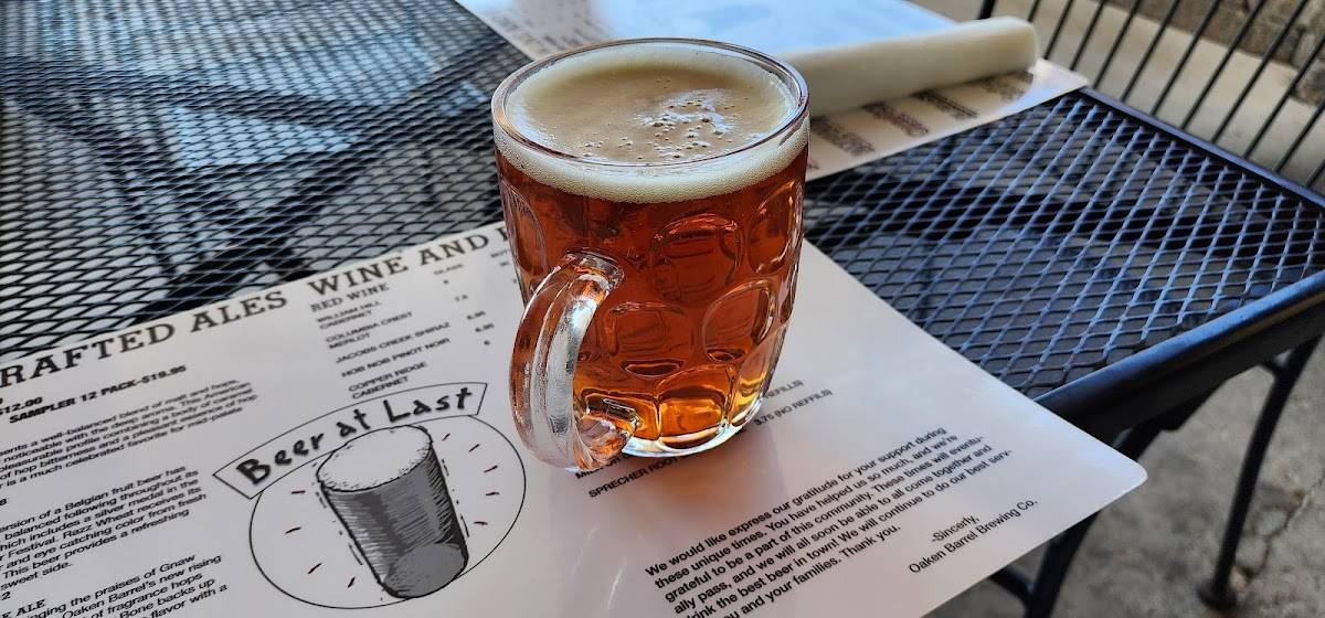 Menu at Oaken Barrel Brewing Company, Greenwood