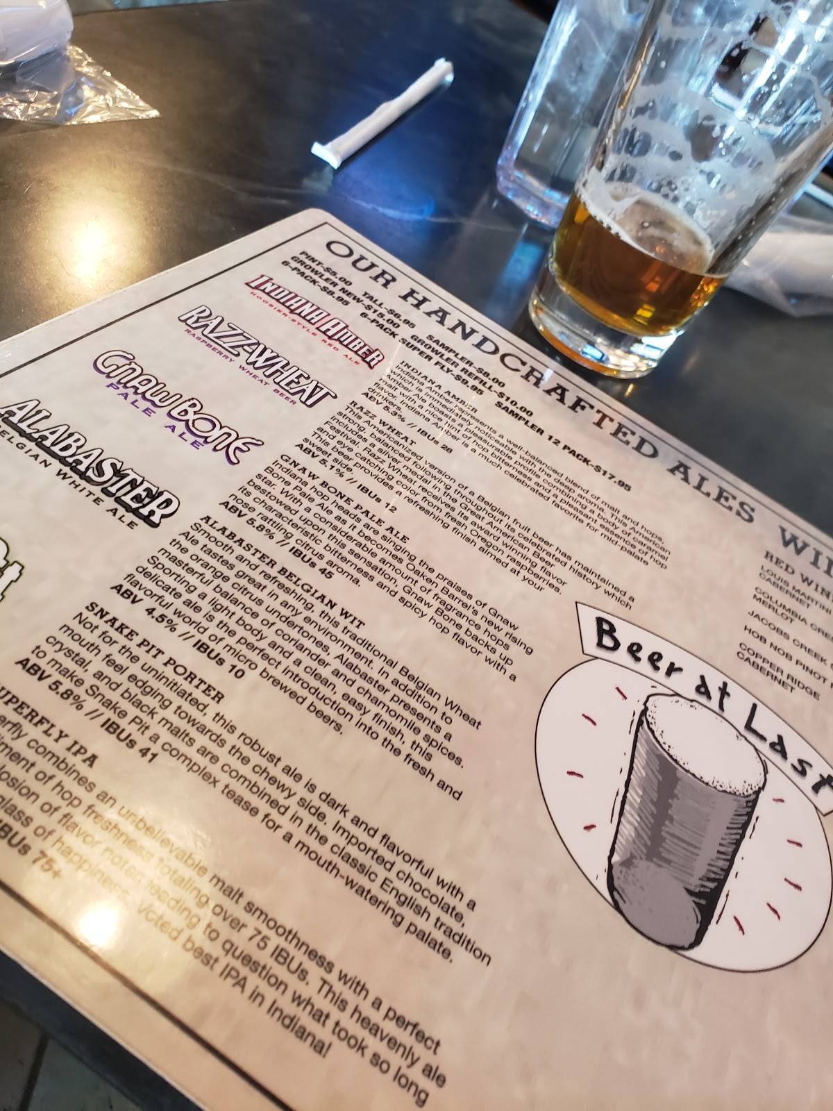 Menu at Oaken Barrel Brewing Company, Greenwood