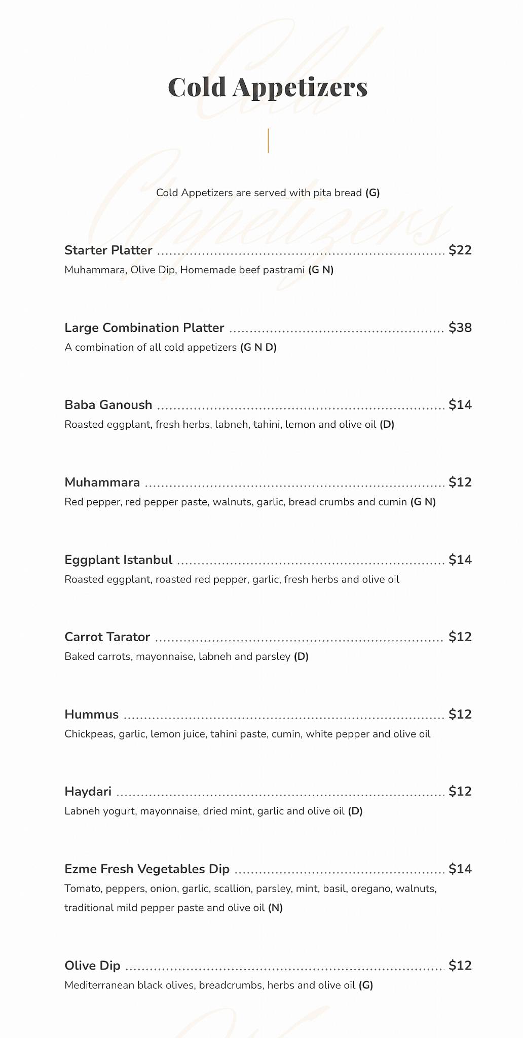 Menu at Olive Branch Restaurant & Bar, Greenport