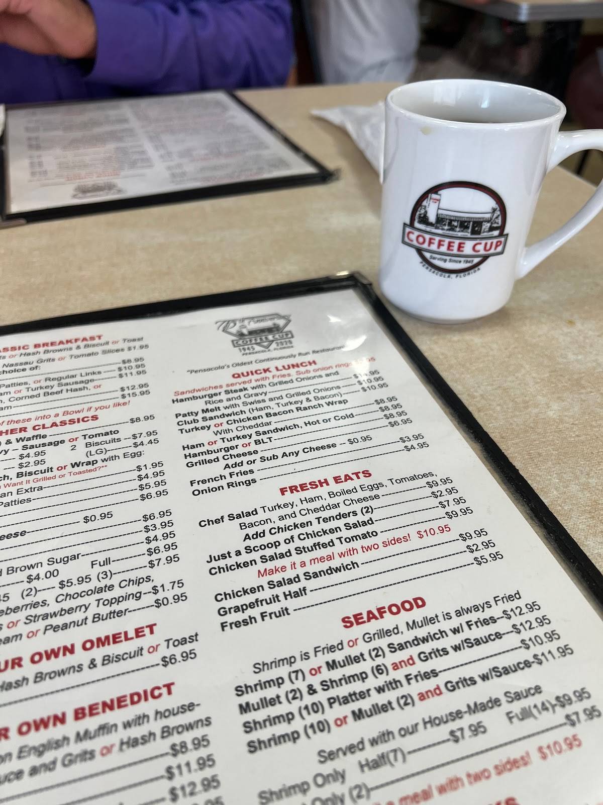 Menu at Coffee Cup Restaurant, Pensacola
