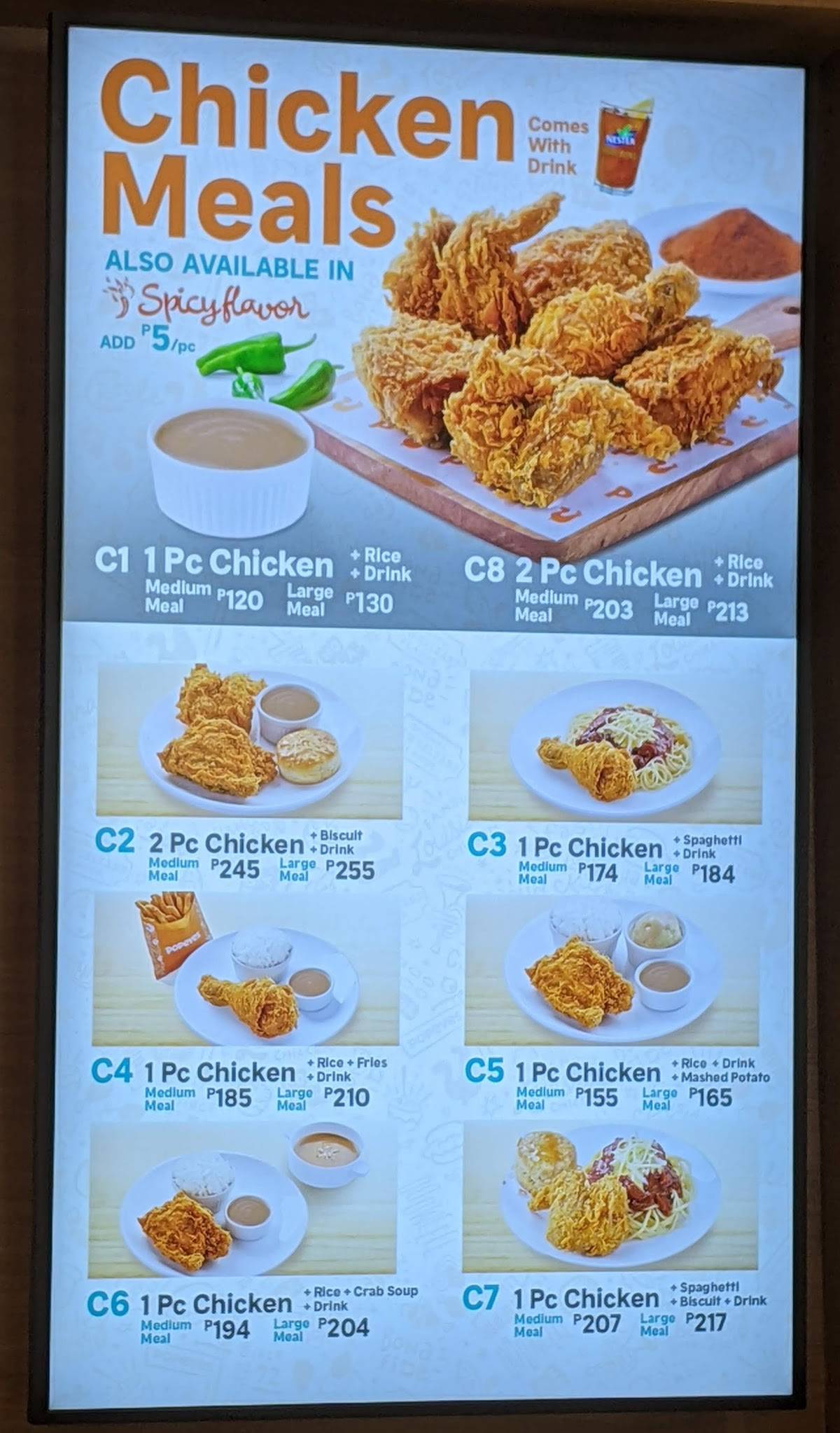 Menu at Popeyes - New Frontier Theater restaurant, Quezon City