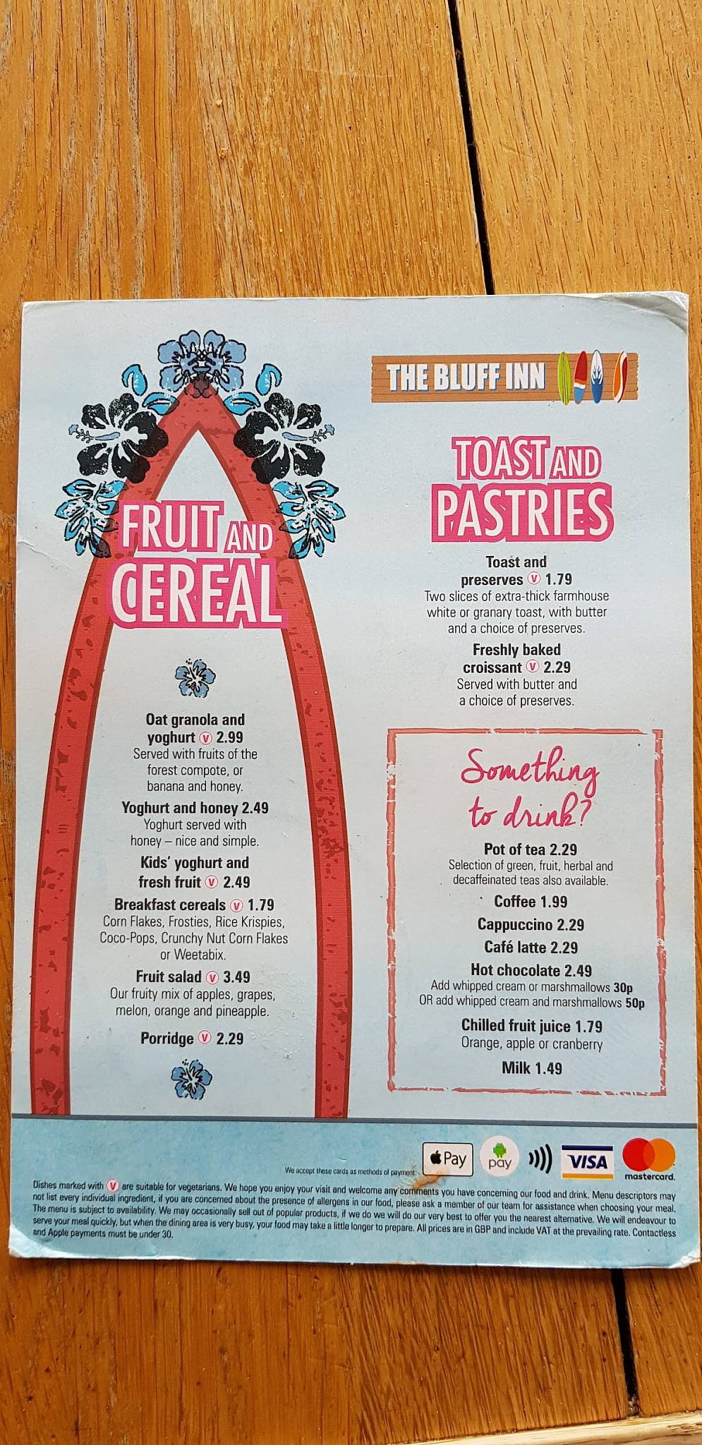 Menu at The Bluff Inn pub & bar, Hayle