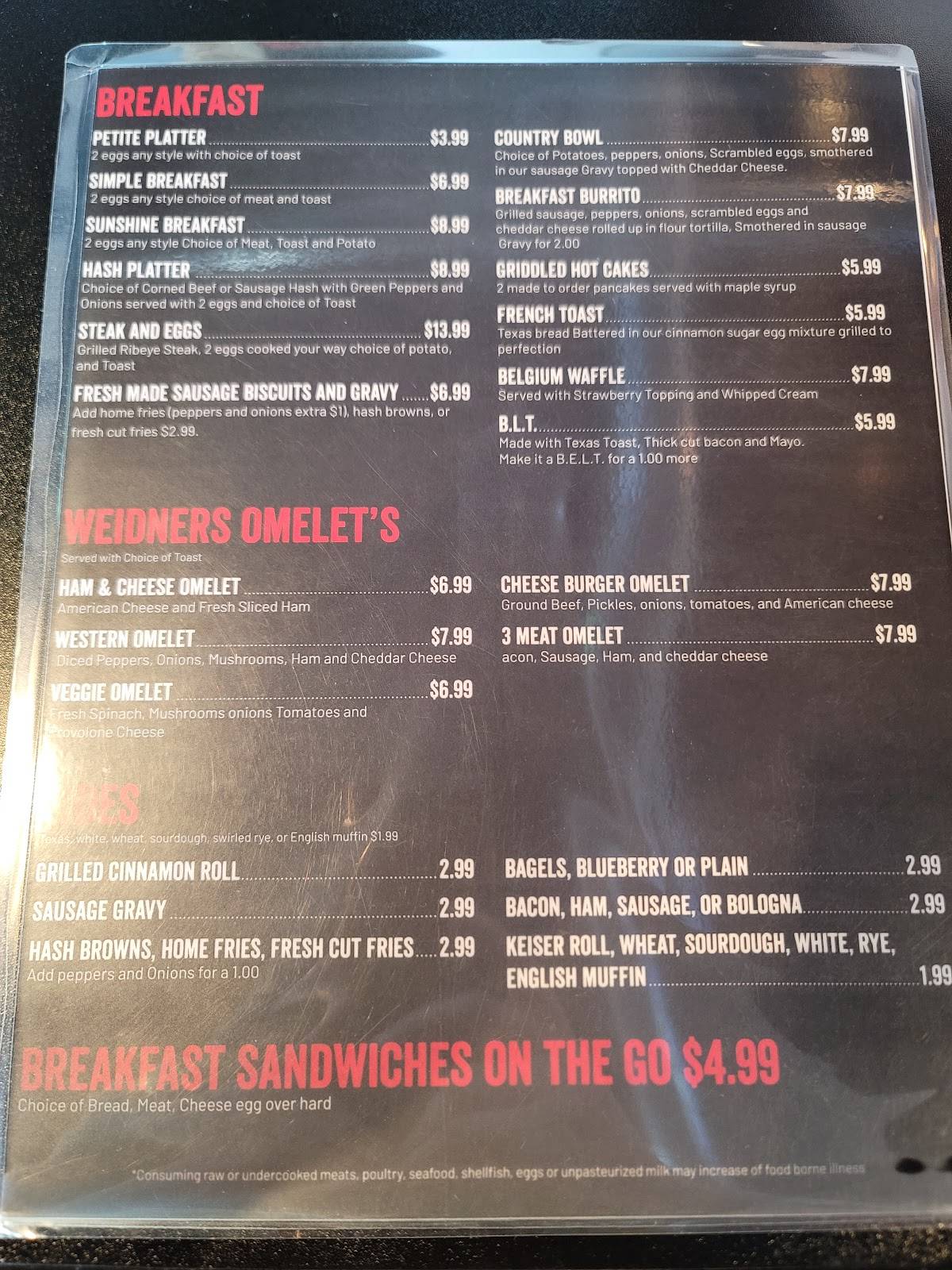 Menu at Weidner's Corner 2-Baltimore pub & bar, Baltimore