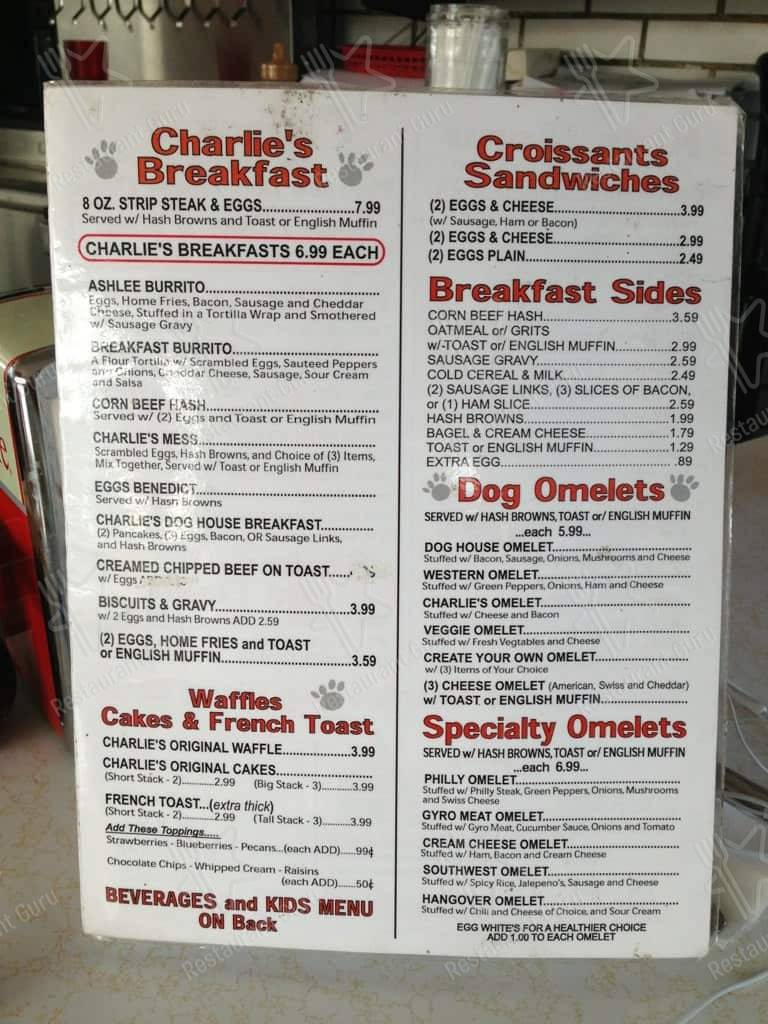 Menu at Charlie’s Dog House Diner restaurant, Cleveland, Brookpark Rd