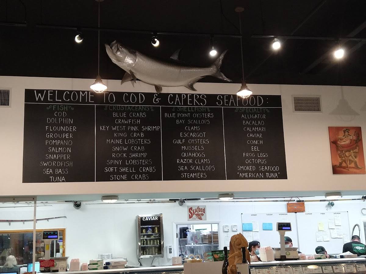 Menu at Cod & Capers Seafood Marketplace and Café restaurant, North