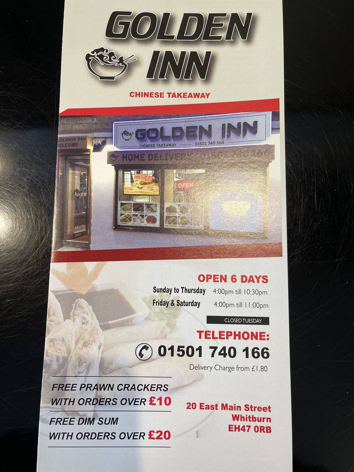 Menu at Golden Inn restaurant, Bathgate, 20 E Main St