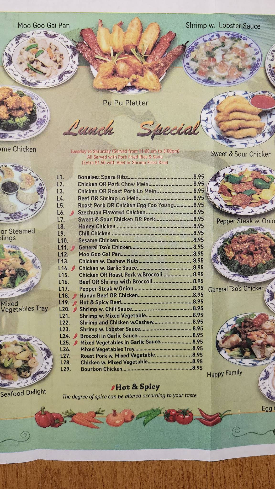 Menu at Green Tree restaurant, Newberry