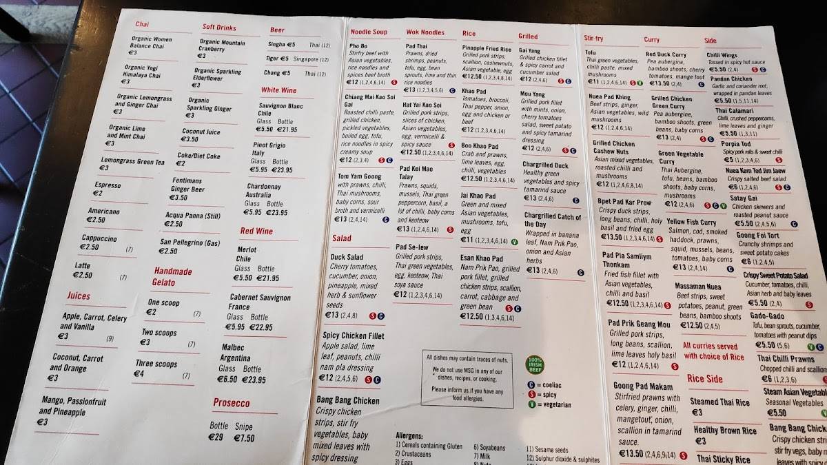 Menu at Khao Asian Street Food restaurant, Killarney