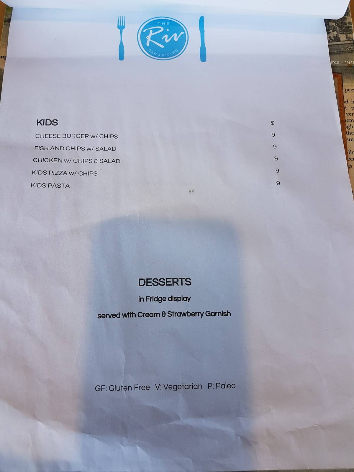 Menu At Riverview Hotel Restaurant South Murwillumbah