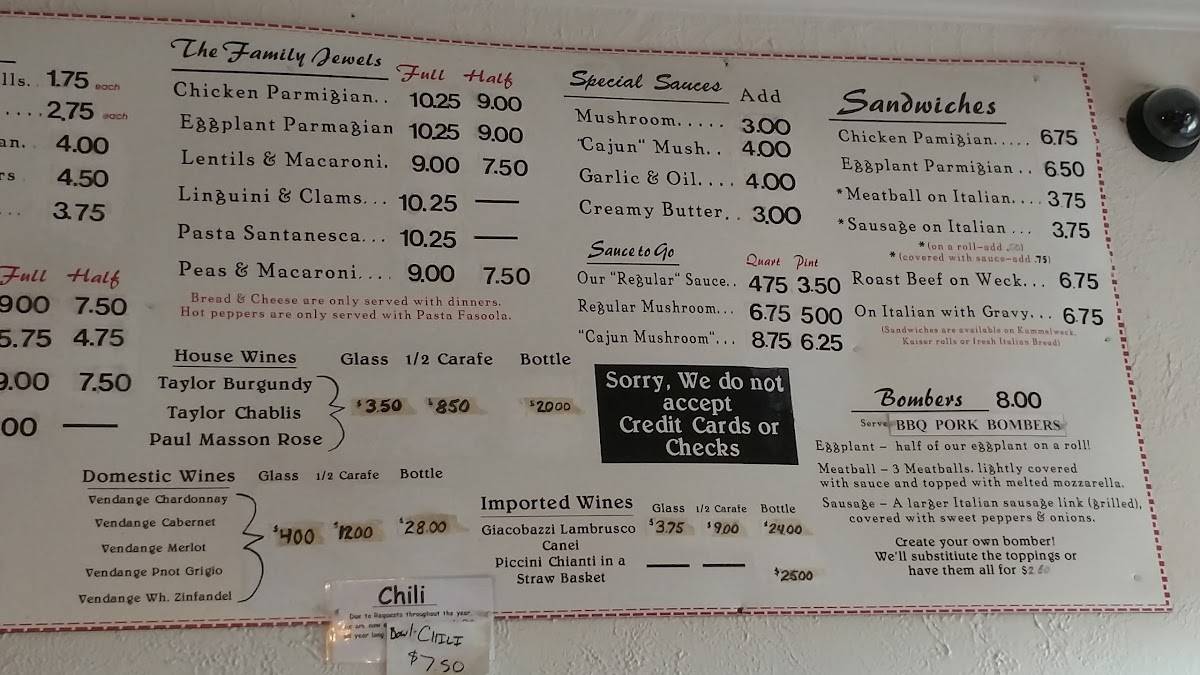 Menu at Santasiero's Restaurant, Buffalo