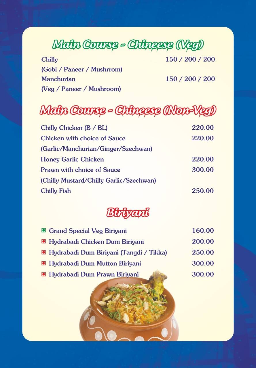 Menu at THE MIRCHI MASALA GRAND RESTAURANT, Bhubaneswar