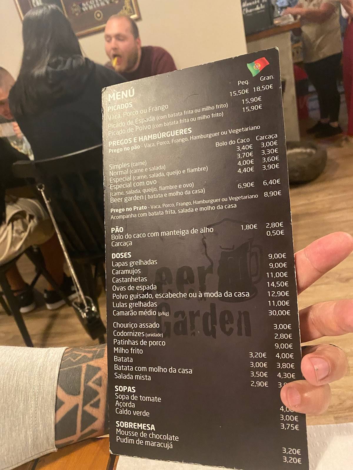 Menu em Restaurante Beer Garden, Funchal