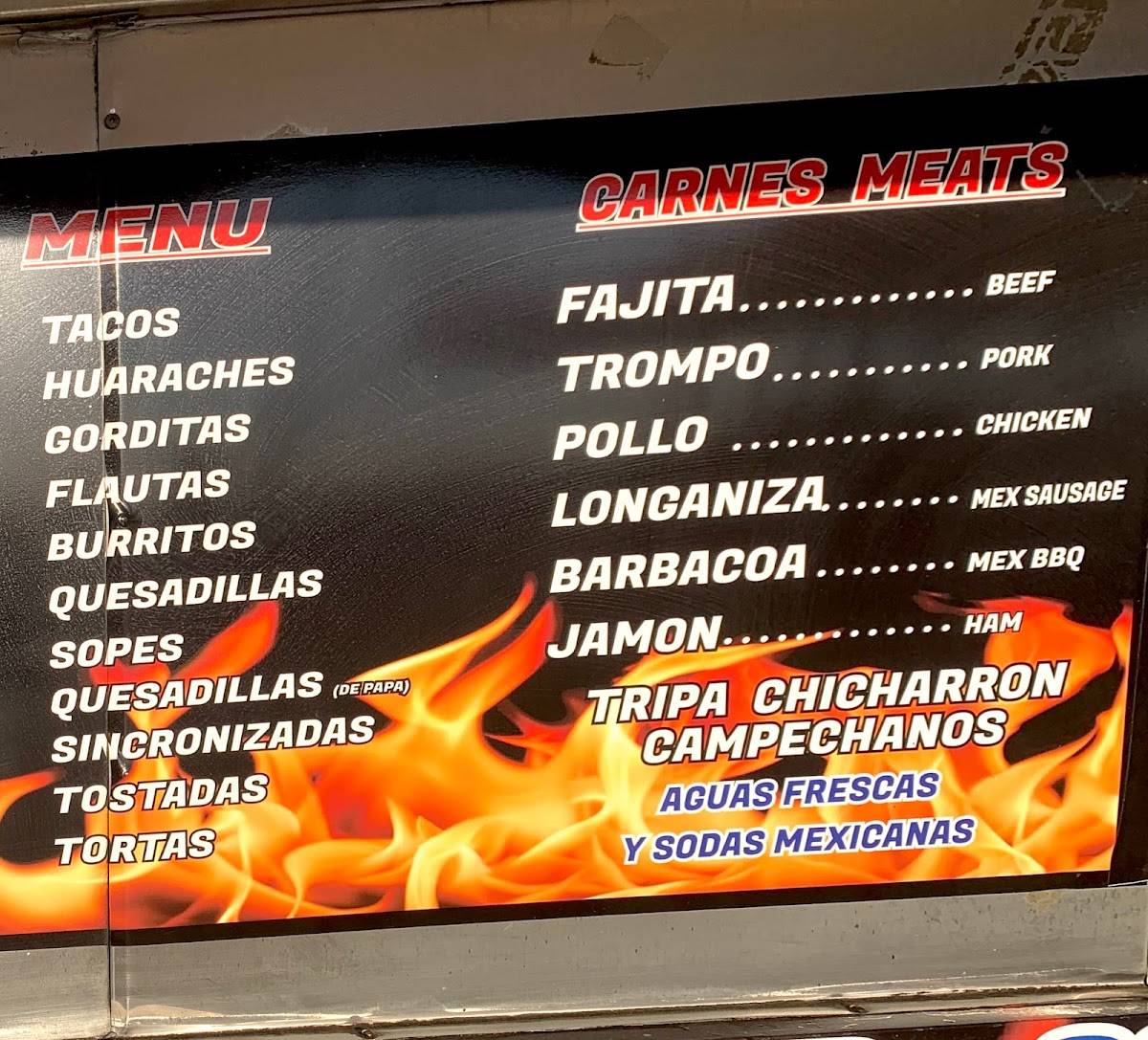 Menu at Ricos Tacos (Food Truck) restaurant, Houston