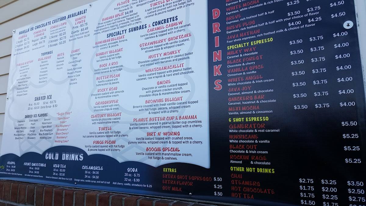 Menu at Scoops Frozen Custard and Espresso cafe, Fredericktown