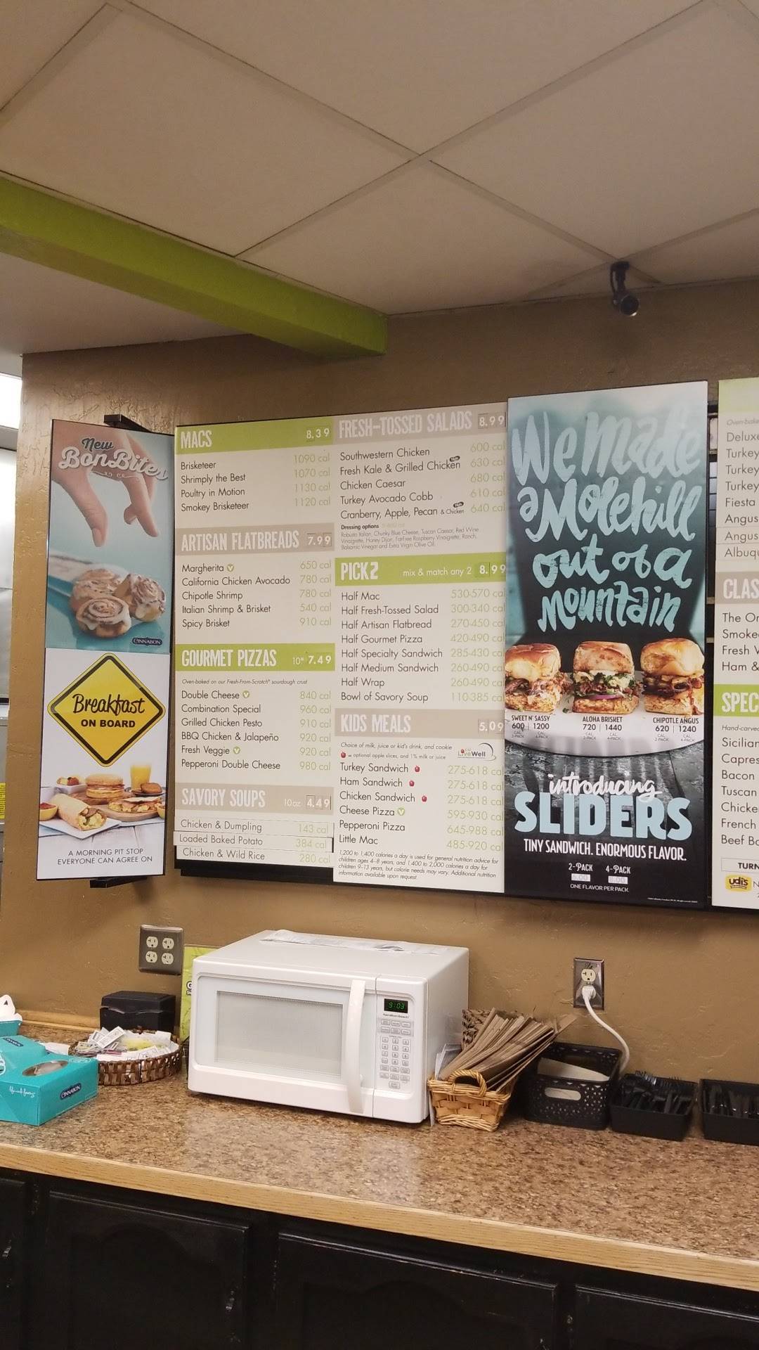 Menu at Schlotzsky's restaurant, Sierra Vista