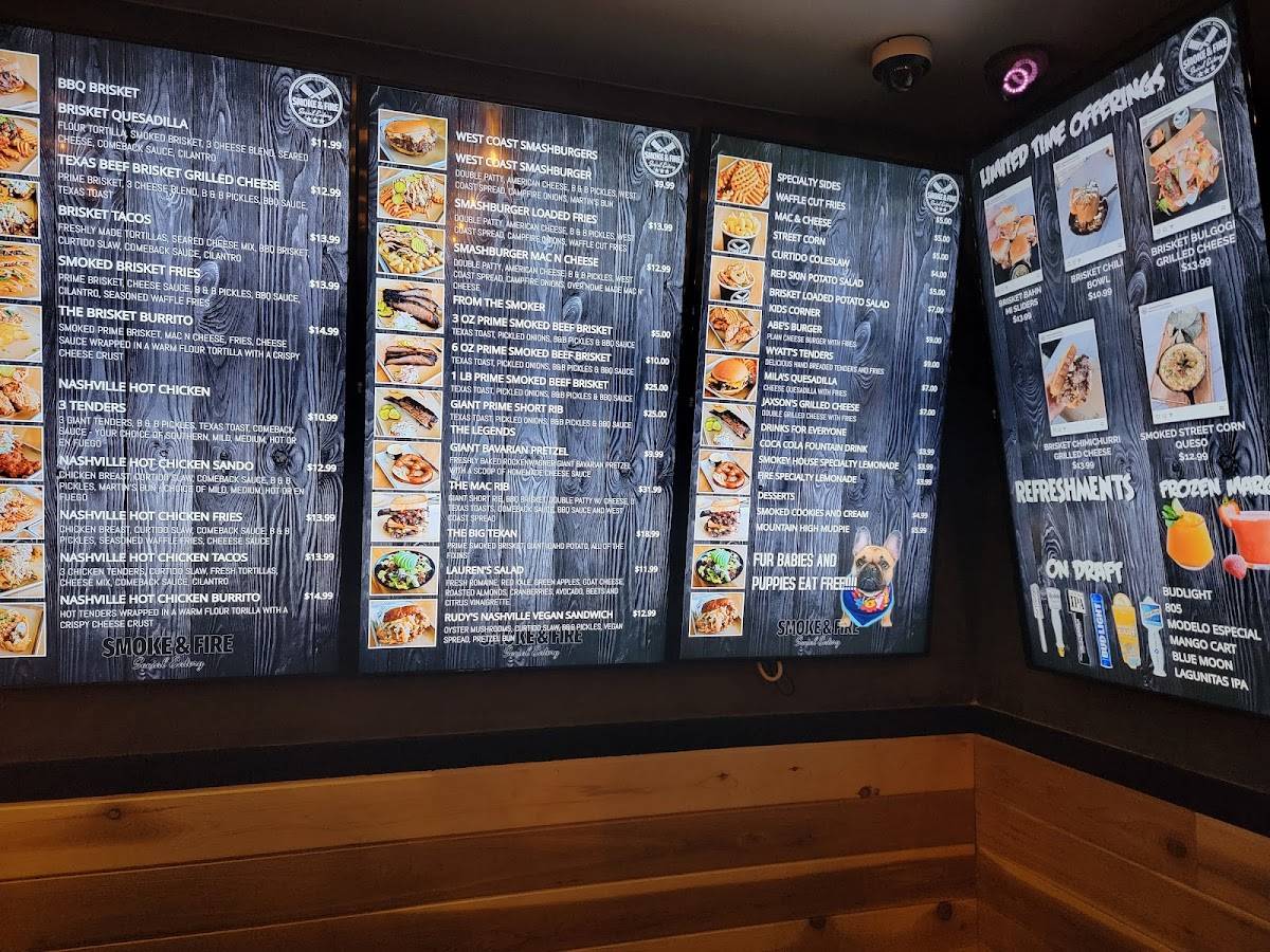Menu at Smoke and Fire Social Eatery BBQ, Riverside