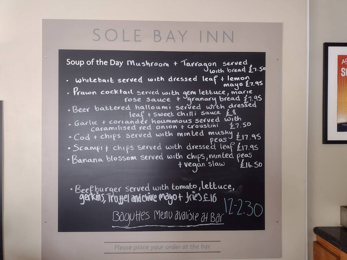 Menu at Sole Bay Inn Southwold pub & bar, Southwold
