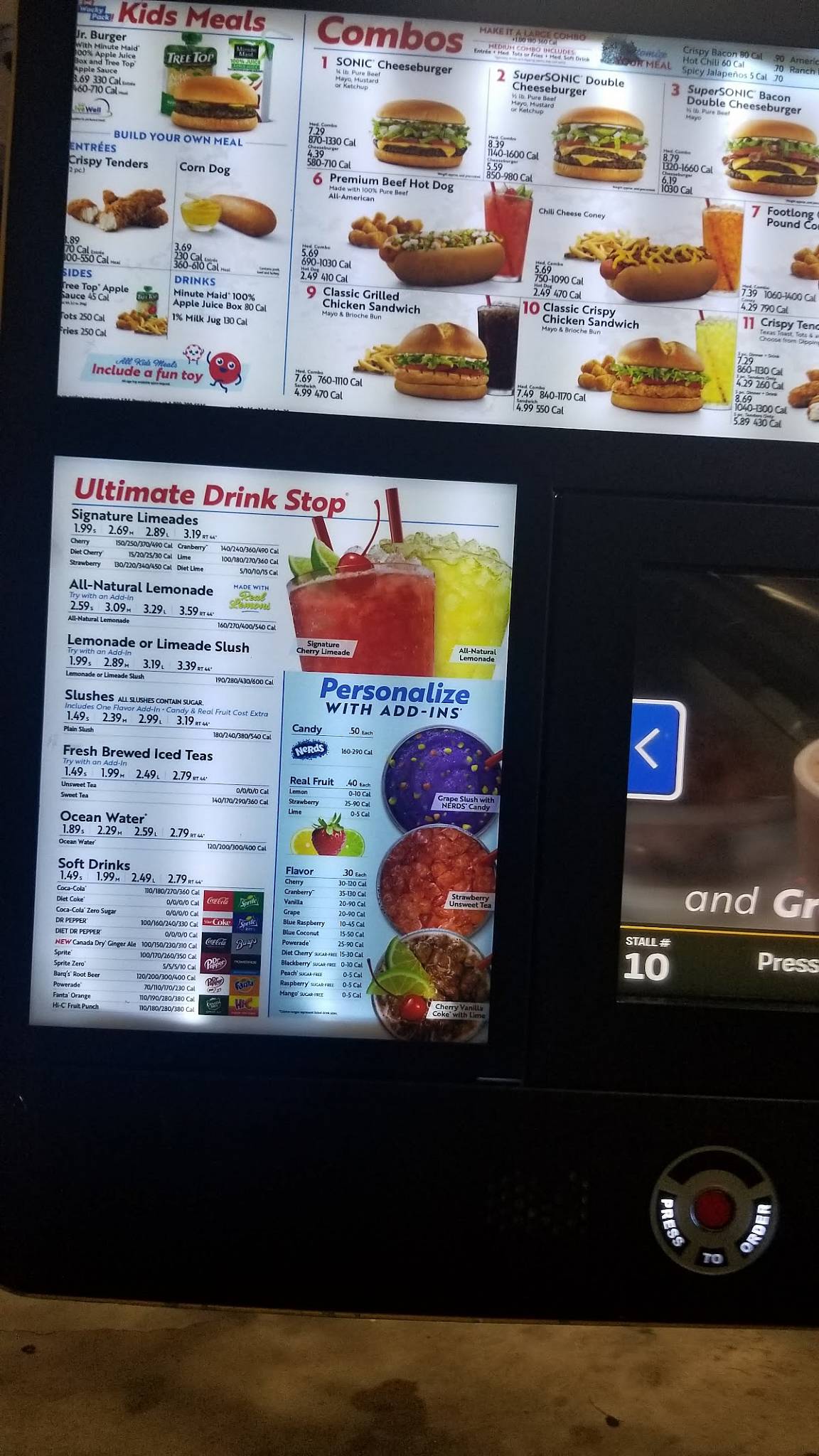 Menu at Sonic Drive-In fast food, South Daytona, S Ridgewood Ave