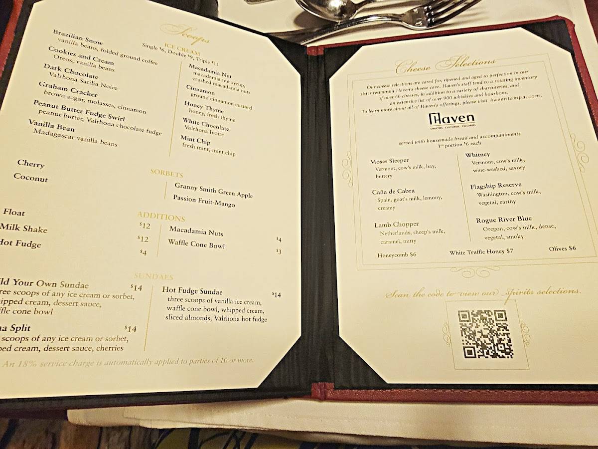 Menu at Bern's Steak House steakhouse, Tampa, 1208 S Howard Ave