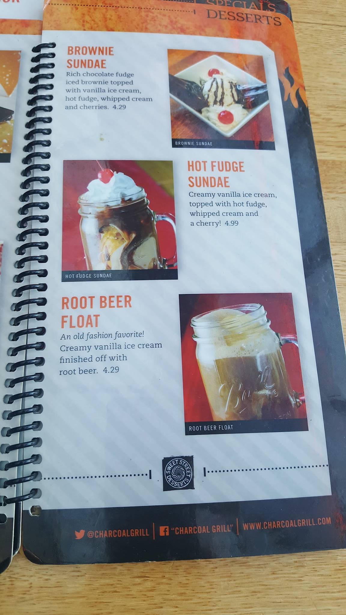 Menu at Charcoal Grill & Rotisserie steakhouse, Kenosha