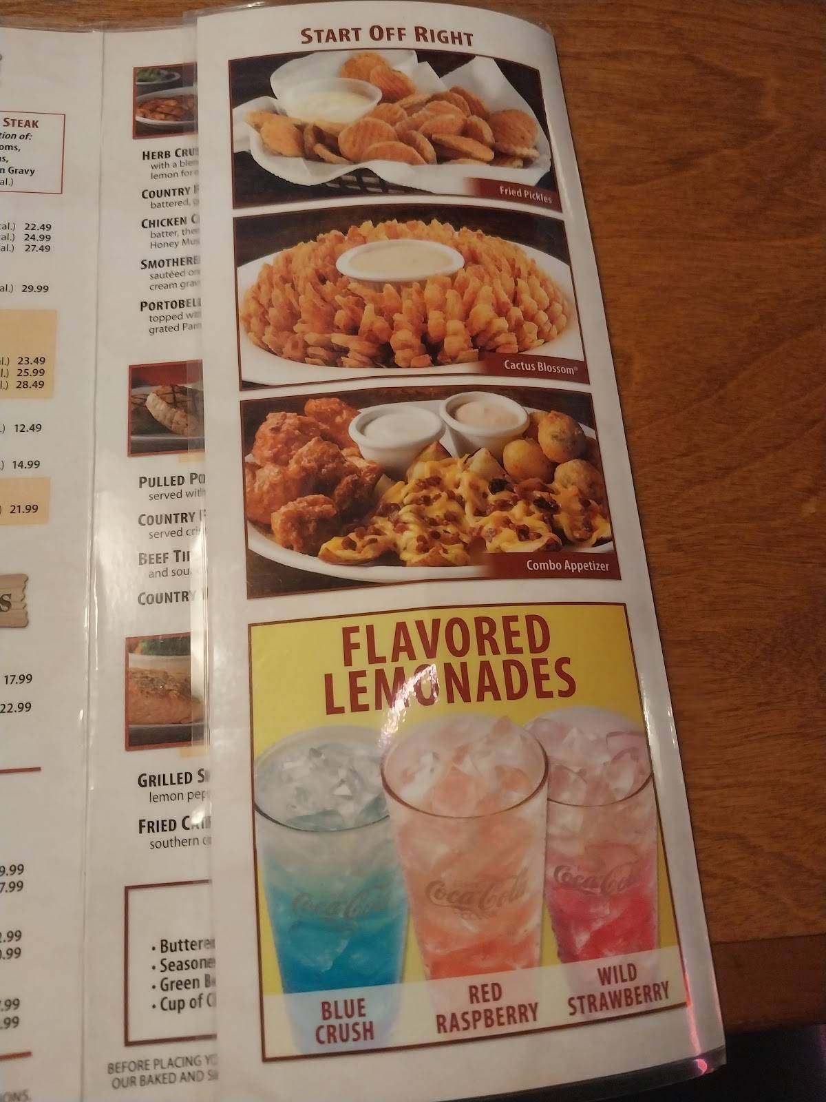 Menu At Texas Roadhouse Steakhouse Mount Pleasant S Mission St 