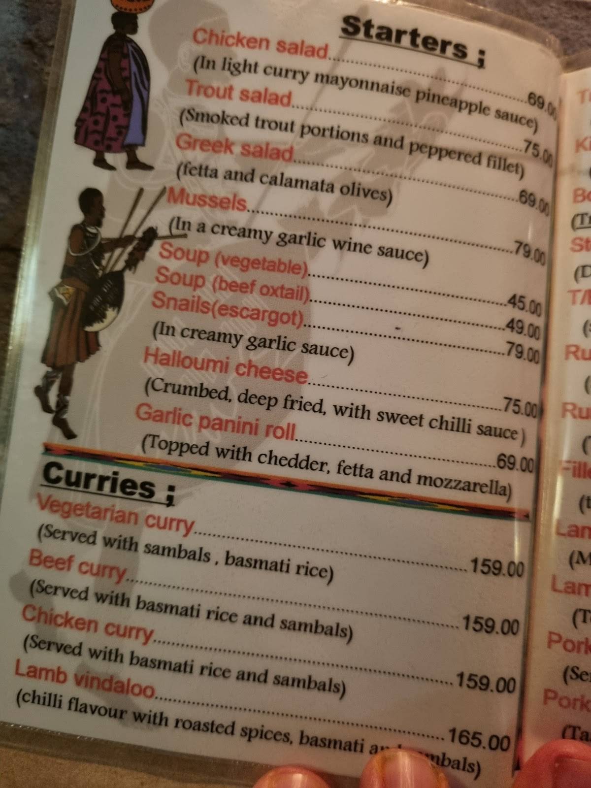 Menu at The Glass House Restaurant, Graskop, 14 Louis Trichardt Ave