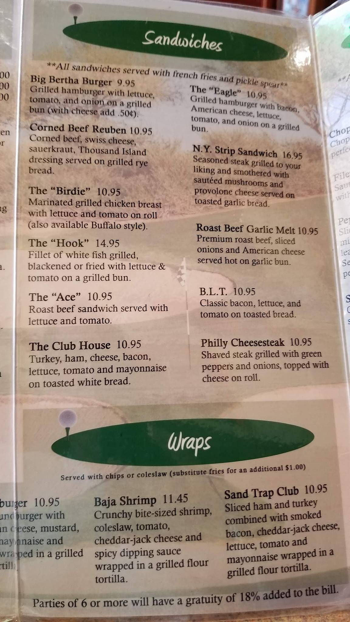 Menu at The Sand Trap Sports Bar & Grill, Venice