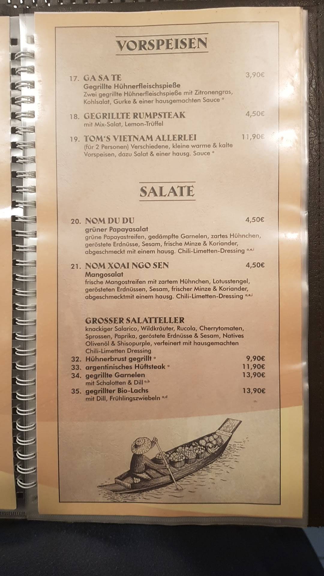 Speisekarte von Toms VietnamAllerlei restaurant, Zeitz