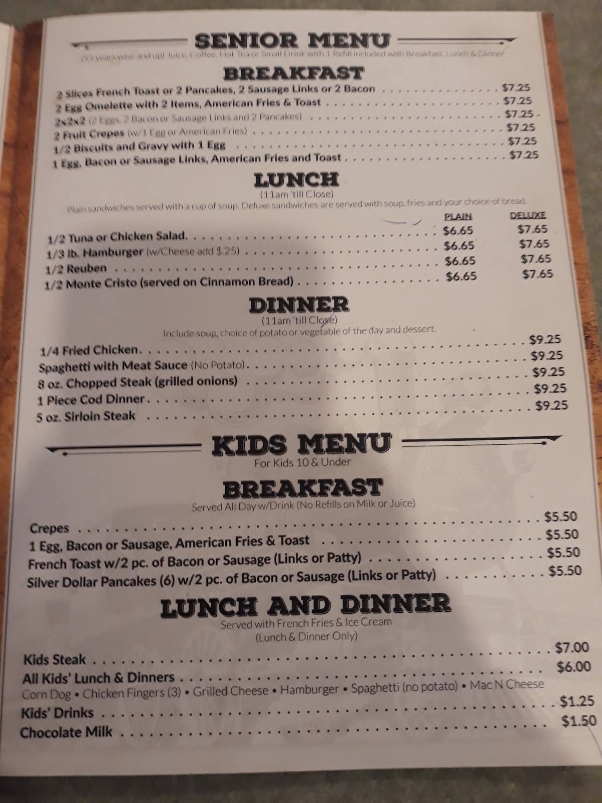 Menu at Whistle Stop Cafe Diamond IL, Diamond