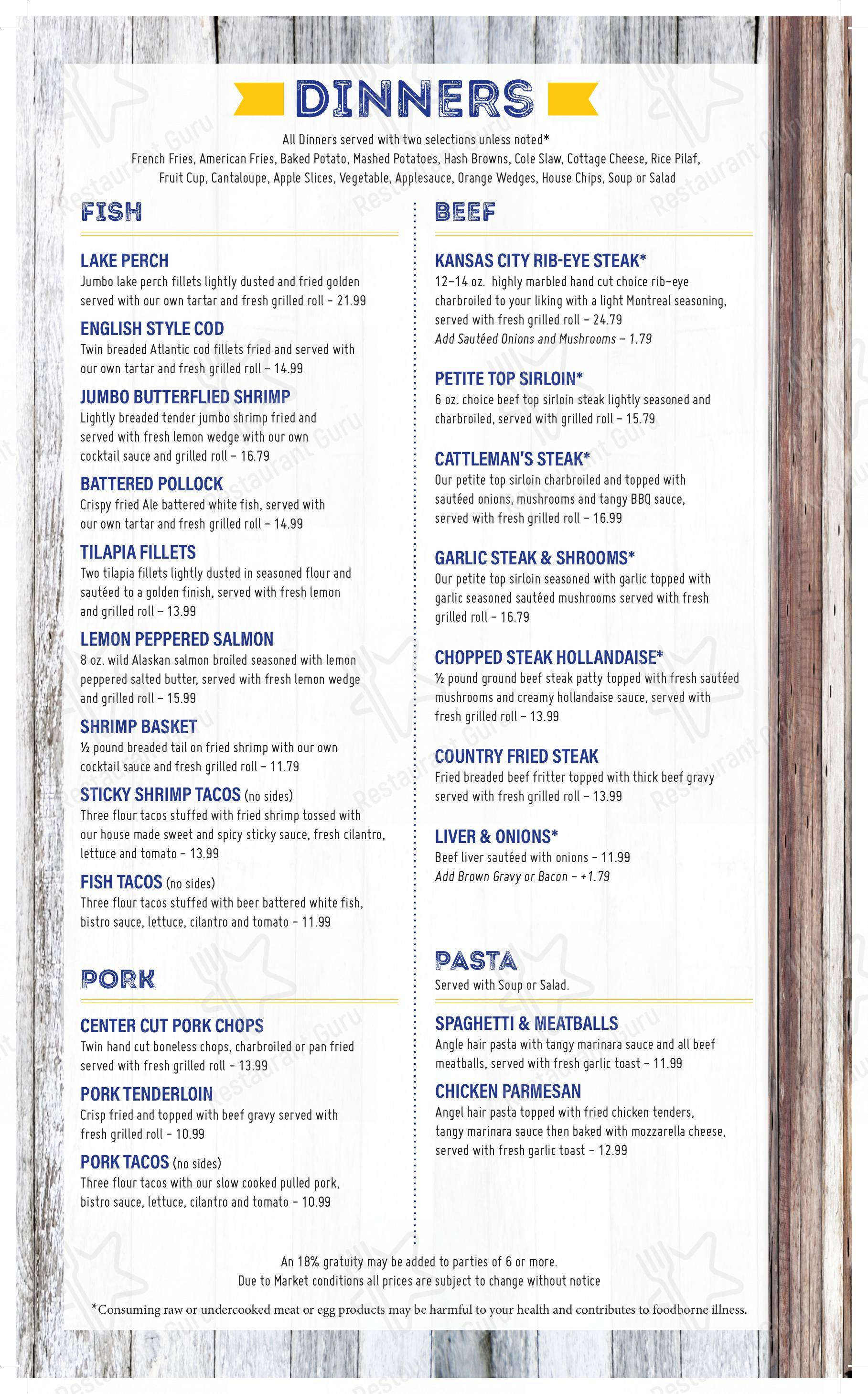 Menu at Tradewinds Restaurant, Mishawaka